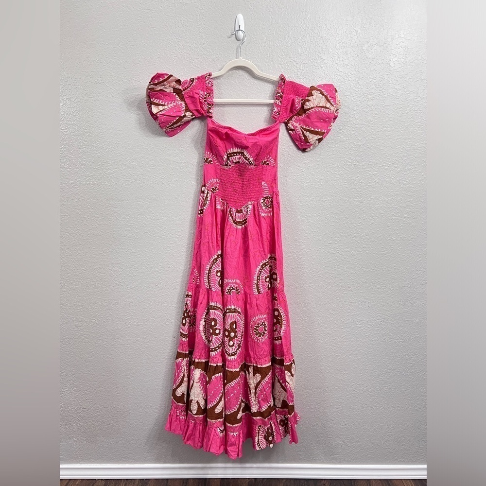 Anthropologie Love The Label Paisley Off the Shoulder Maxi Dress Pink size XS - Picture 3 of 13